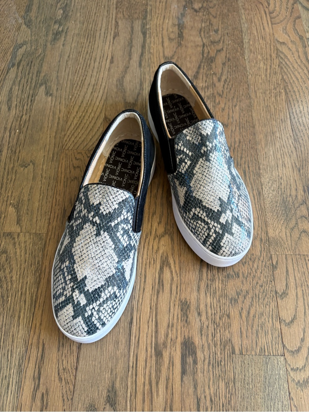 Vionic Snake-Print Slip-On Loafers - Black & White